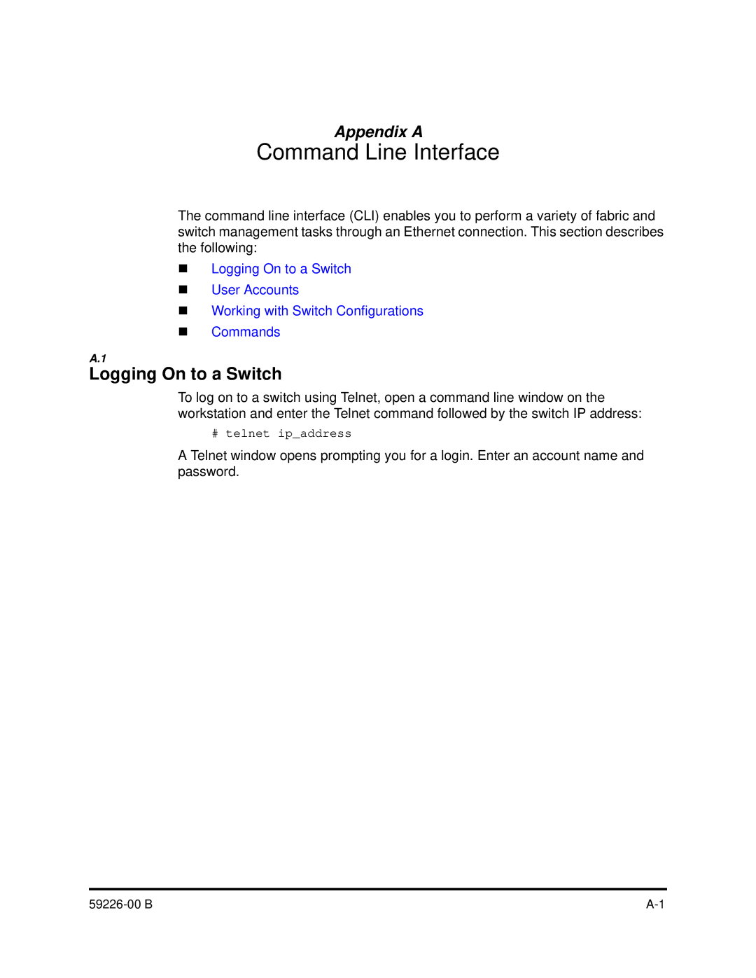 Q-Logic 59226-00 B manual Command Line Interface, Logging On to a Switch 