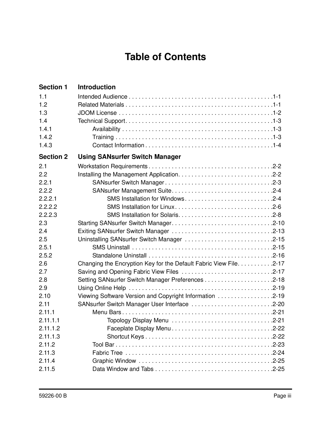 Q-Logic 59226-00 B manual Table of Contents 