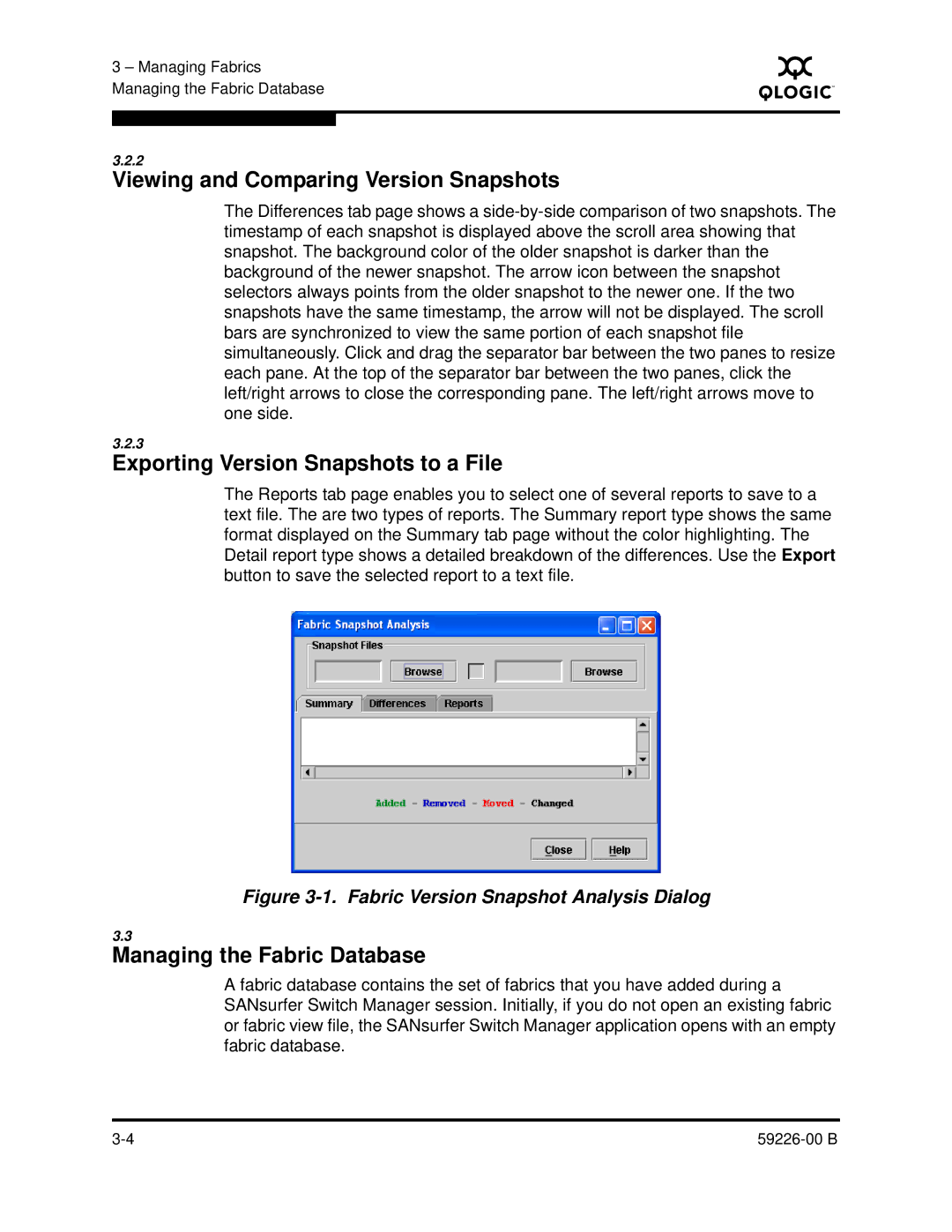 Q-Logic 59226-00 B manual Viewing and Comparing Version Snapshots, Exporting Version Snapshots to a File 