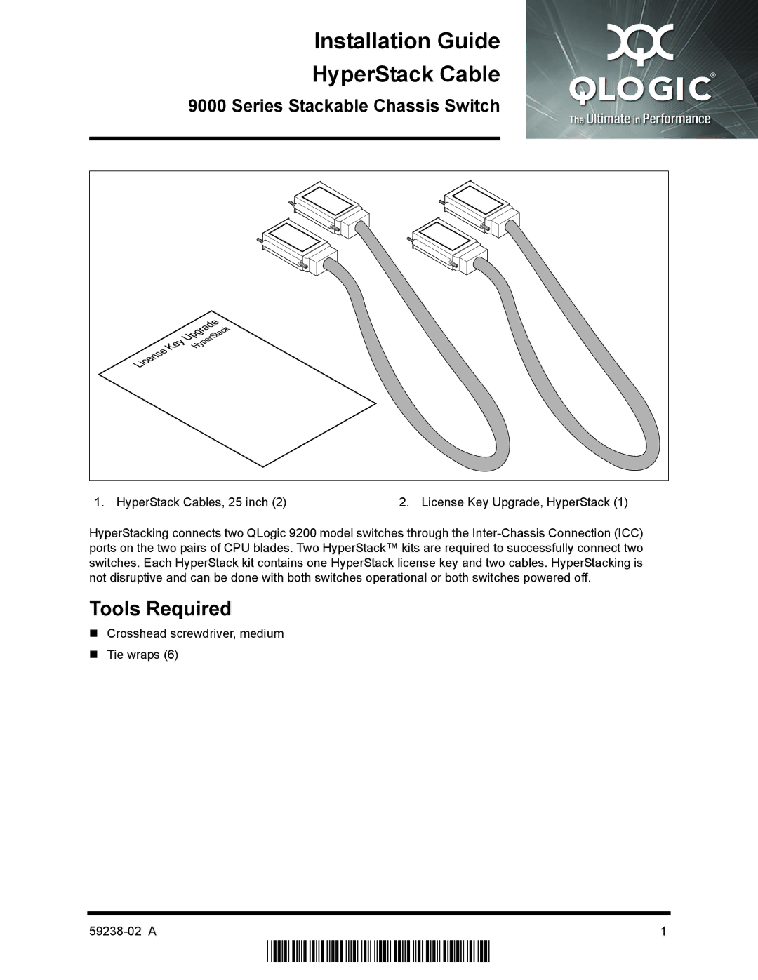 Q-Logic 59238-02 A manual Installation Guide HyperStack Cable, Tools Required 