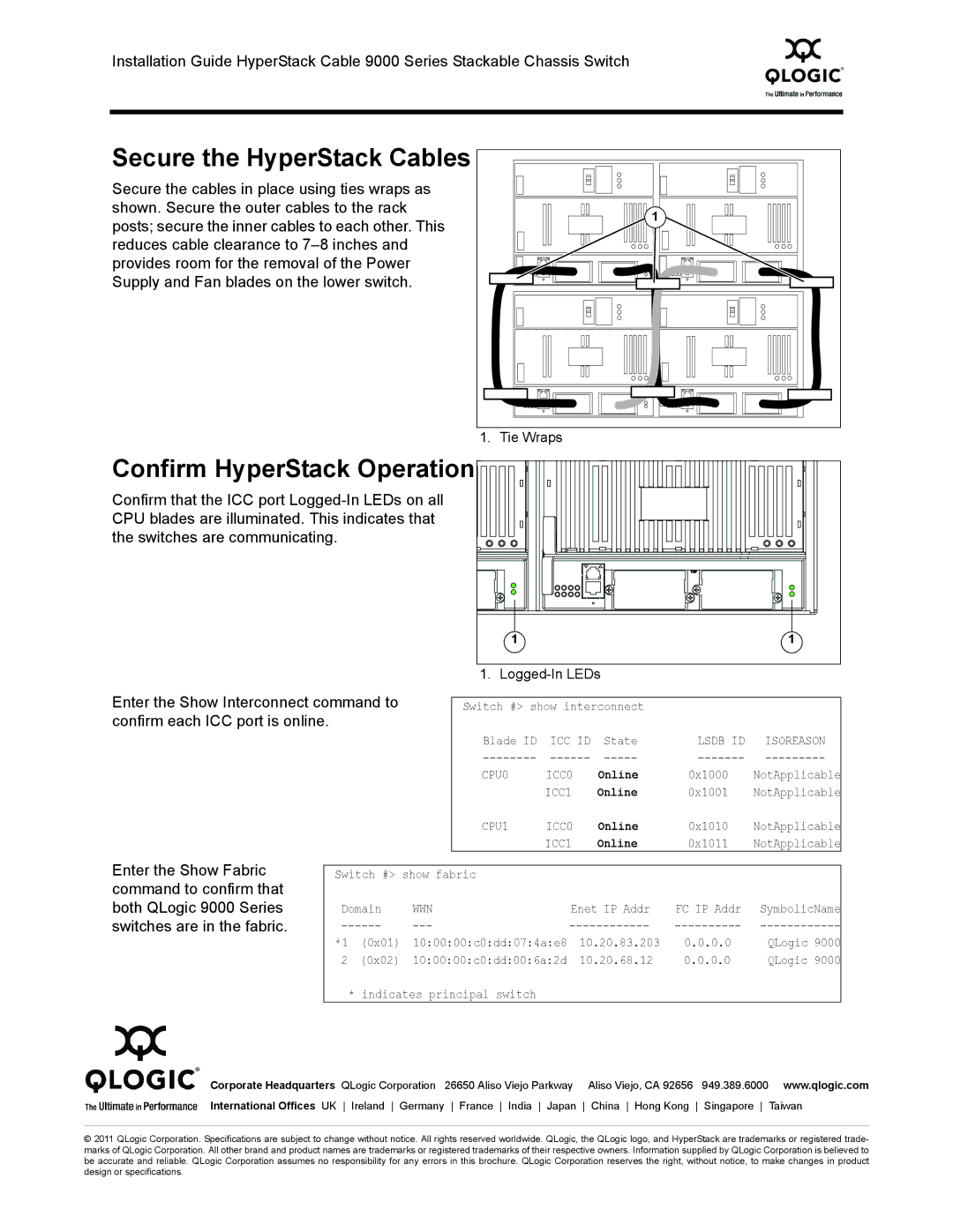 Q-Logic 59238-02 A manual Secure the HyperStack Cables, Confirm HyperStack Operation 