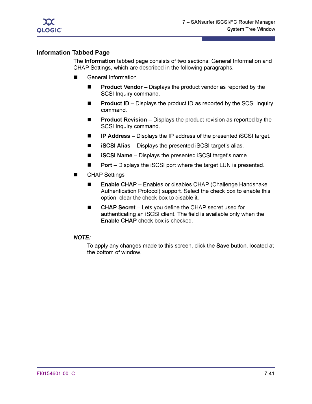 Q-Logic 6140 manual Information Tabbed 