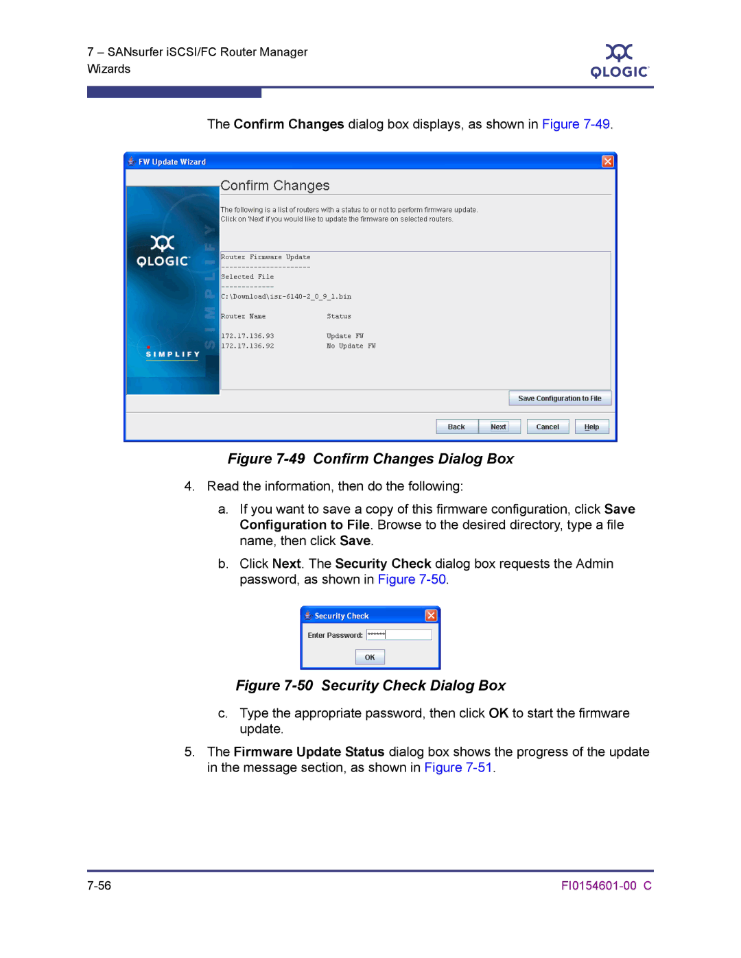 Q-Logic 6140 manual Confirm Changes Dialog Box 