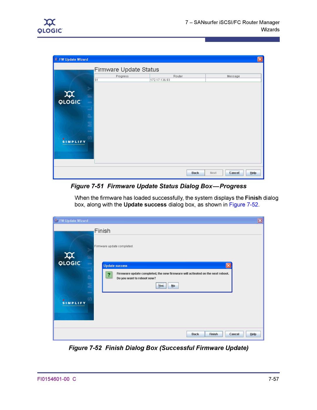 Q-Logic 6140 manual Firmware Update Status Dialog Box-Progress 