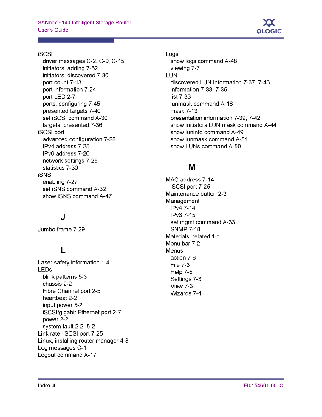 Q-Logic 6140 manual Lun 