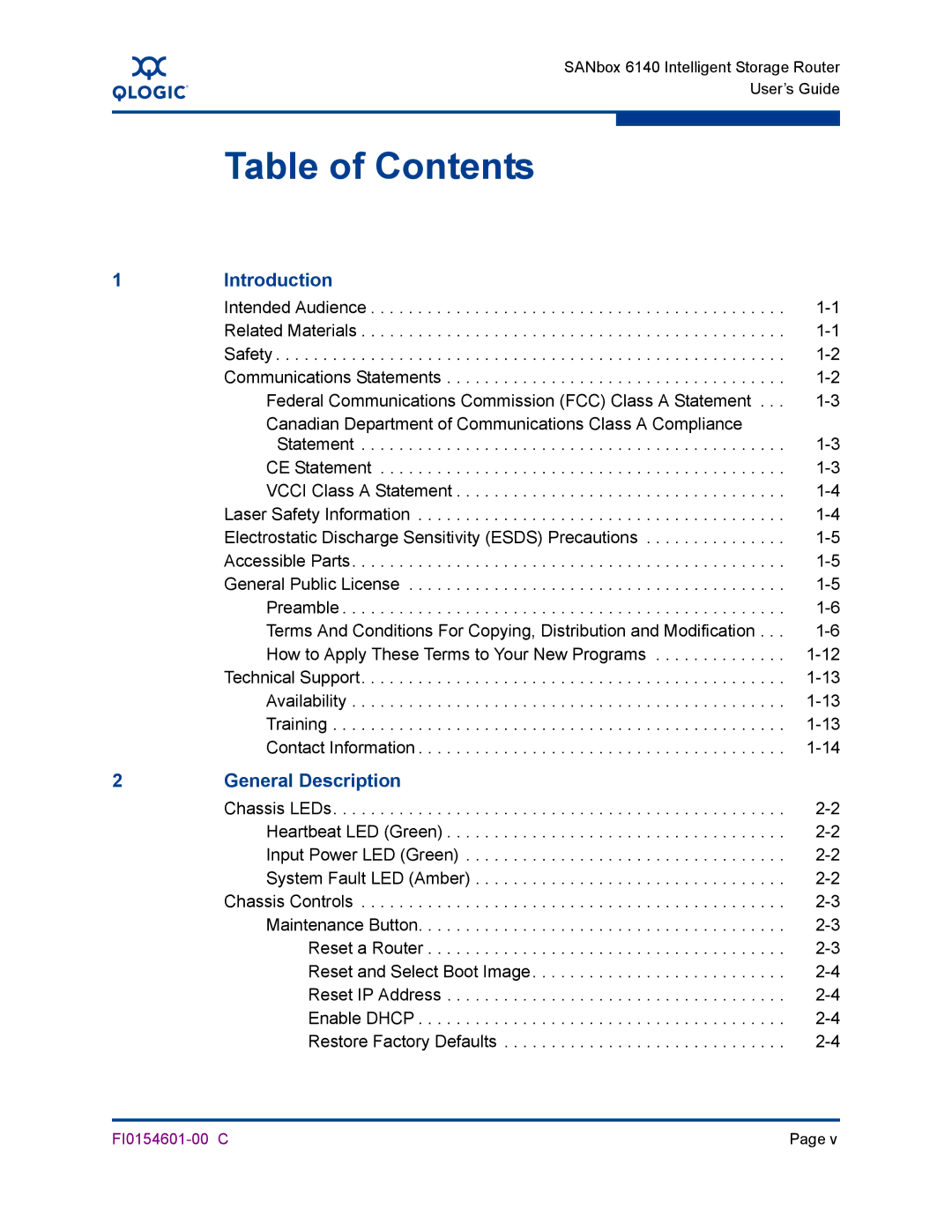 Q-Logic 6140 manual Table of Contents 