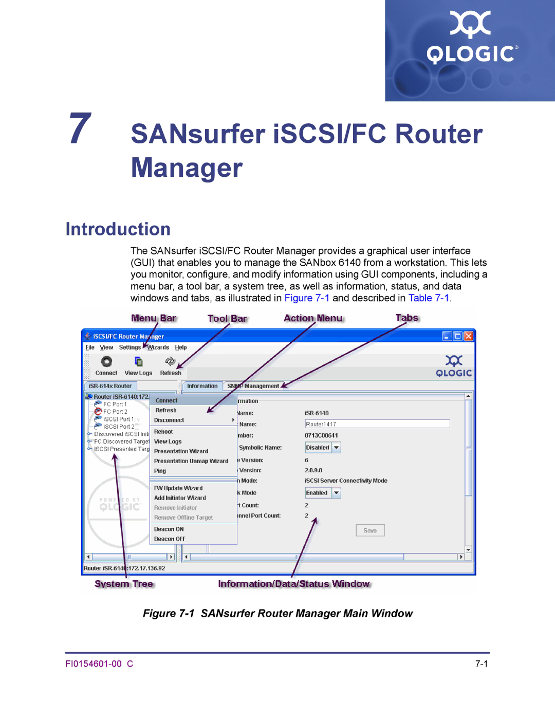 Q-Logic 6140 manual SANsurfer iSCSI/FC Router Manager, Introduction 