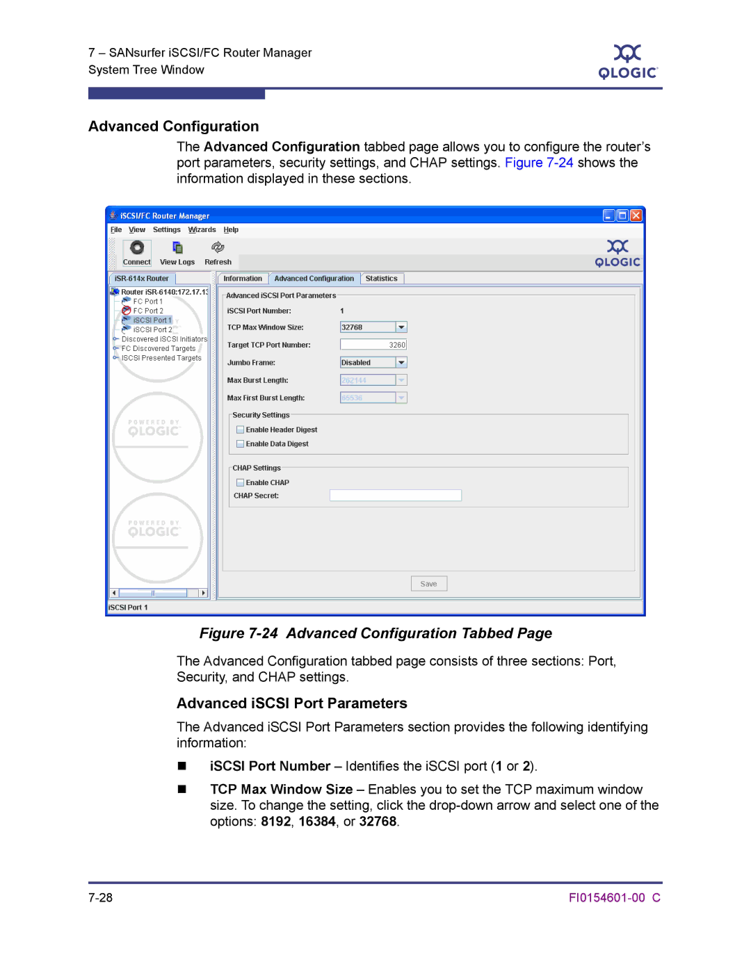 Q-Logic 6140 manual Advanced Configuration Tabbed, Advanced iSCSI Port Parameters 