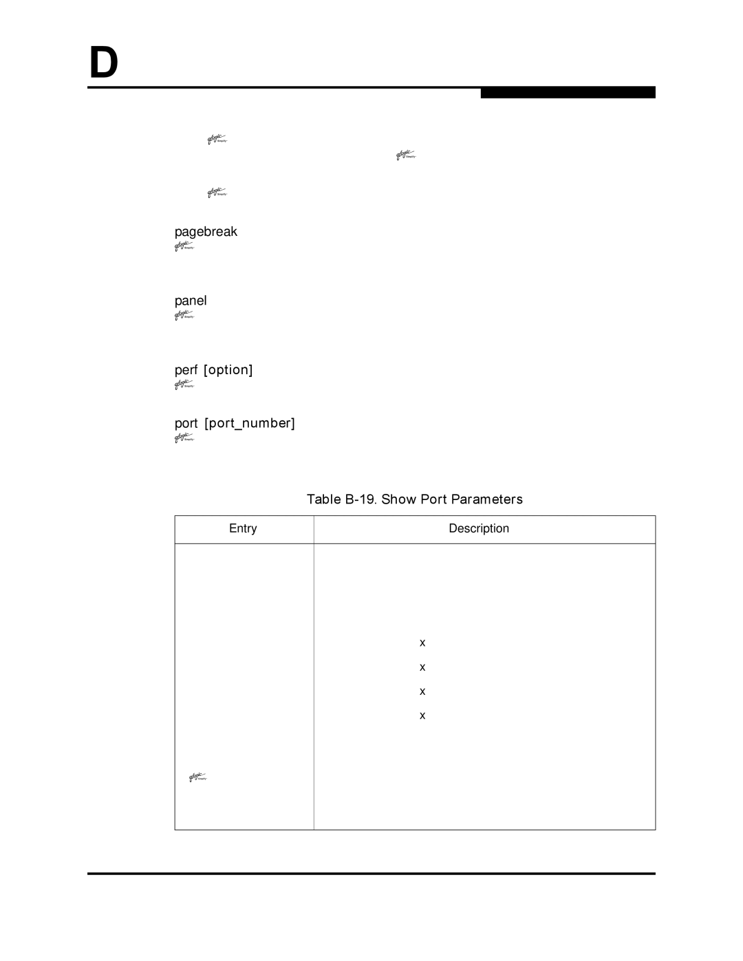 Q-Logic 64 manual Pagebreak, Panel, Perf option, Table B-19. Show Port Parameters 