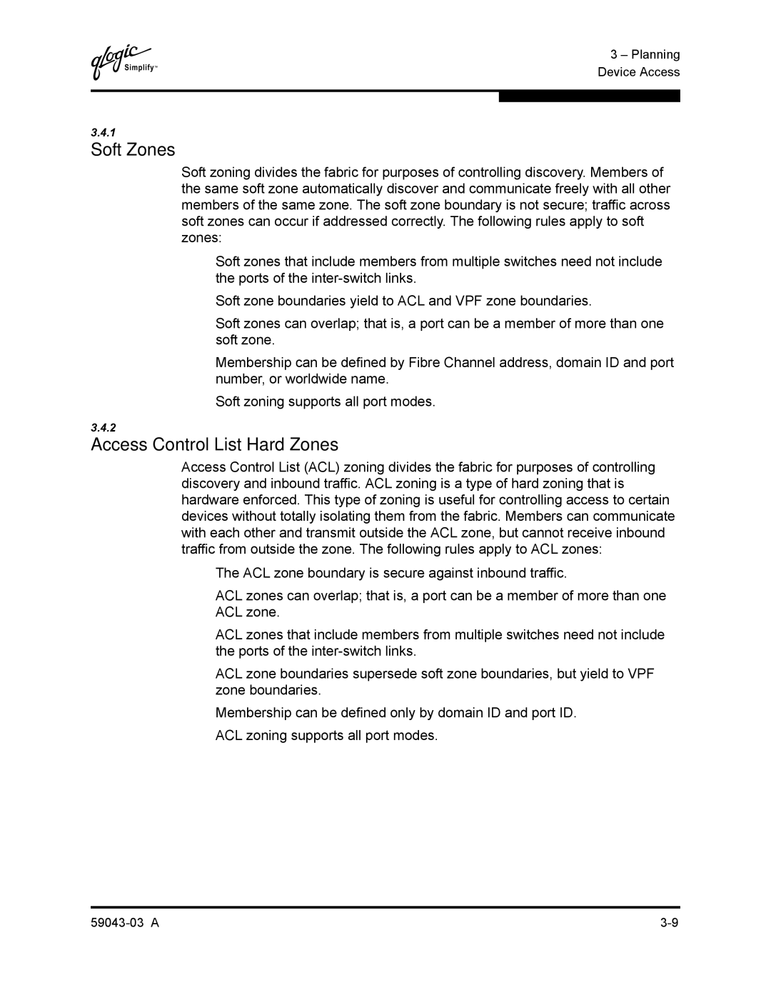 Q-Logic 64 manual Soft Zones, Access Control List Hard Zones 