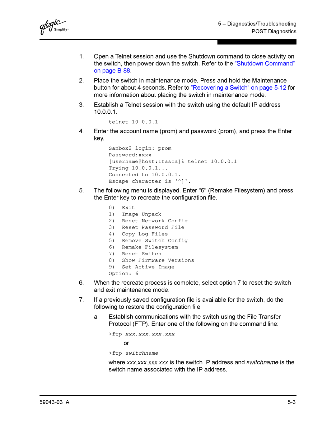 Q-Logic 64 manual Ftp Ftp switchname 