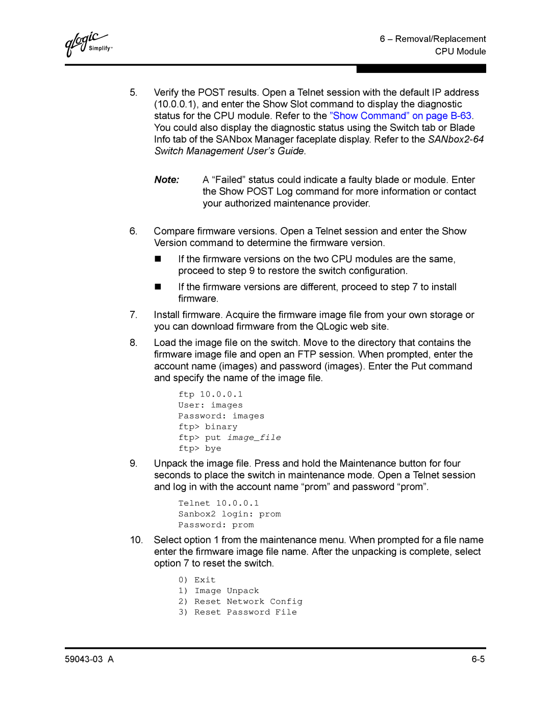 Q-Logic 64 manual Ftp put imagefile 