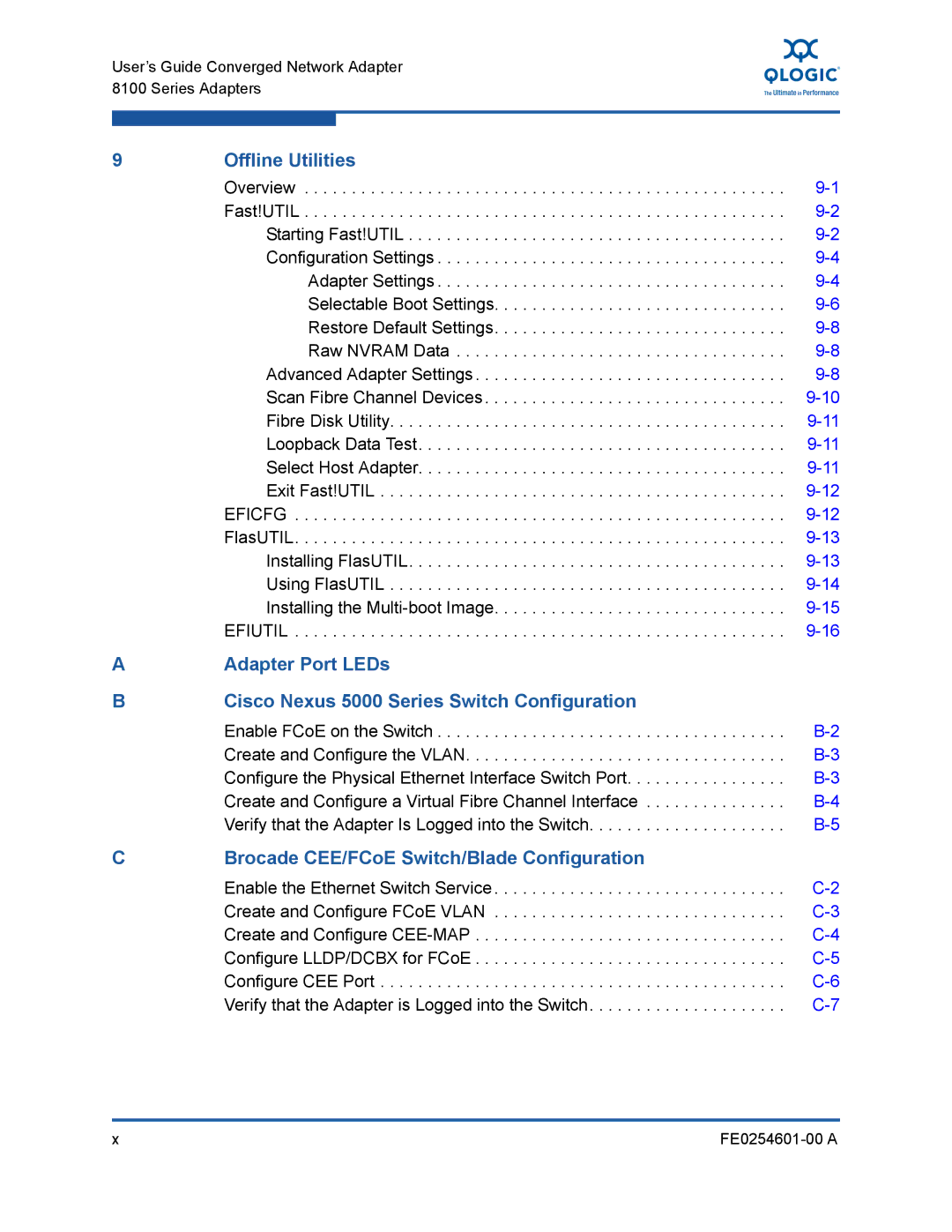 Q-Logic 8100 SERIES manual Offline Utilities, Brocade CEE/FCoE Switch/Blade Configuration 