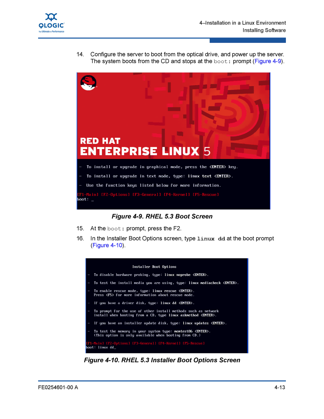 Q-Logic 8100 SERIES manual Rhel 5.3 Boot Screen 