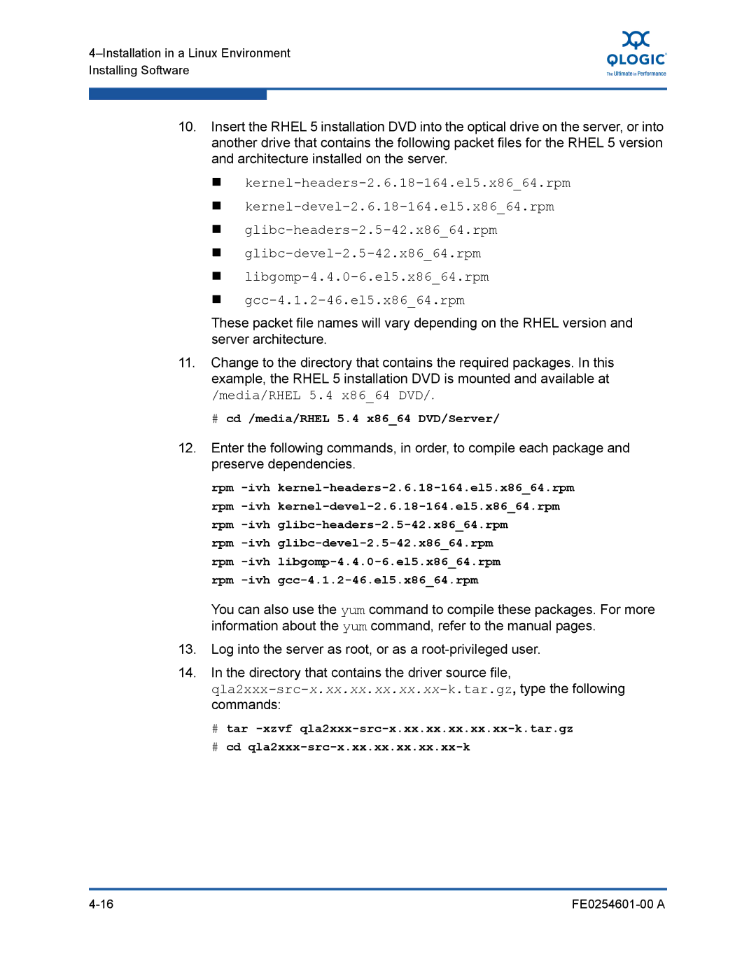 Q-Logic 8100 SERIES manual # cd /media/RHEL 5.4 x8664 DVD/Server 