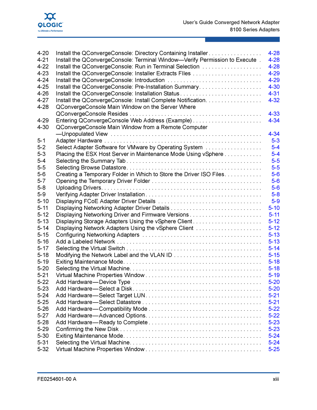 Q-Logic 8100 SERIES manual Xiii 