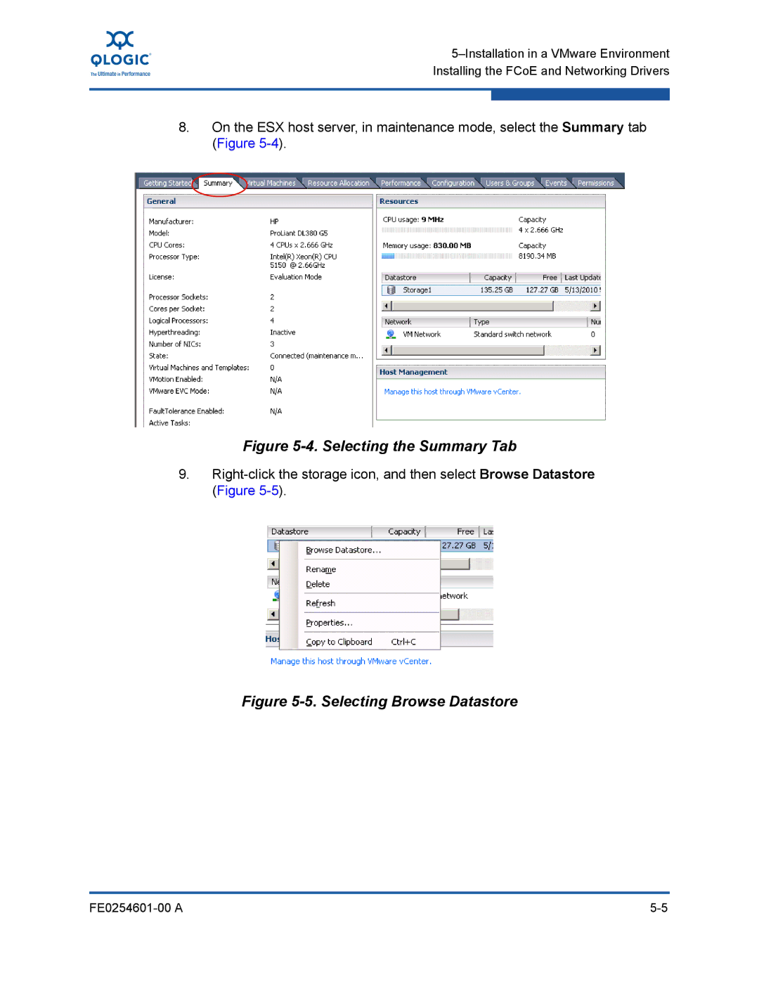 Q-Logic 8100 SERIES manual Selecting the Summary Tab 