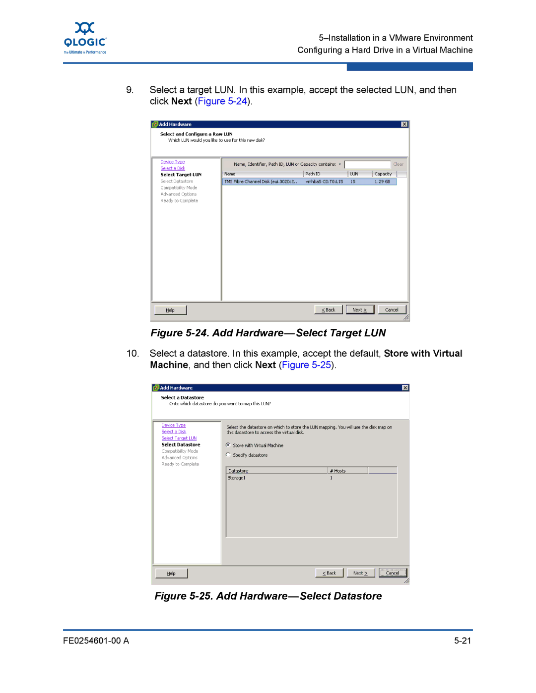 Q-Logic 8100 SERIES manual Add Hardware-Select Target LUN 