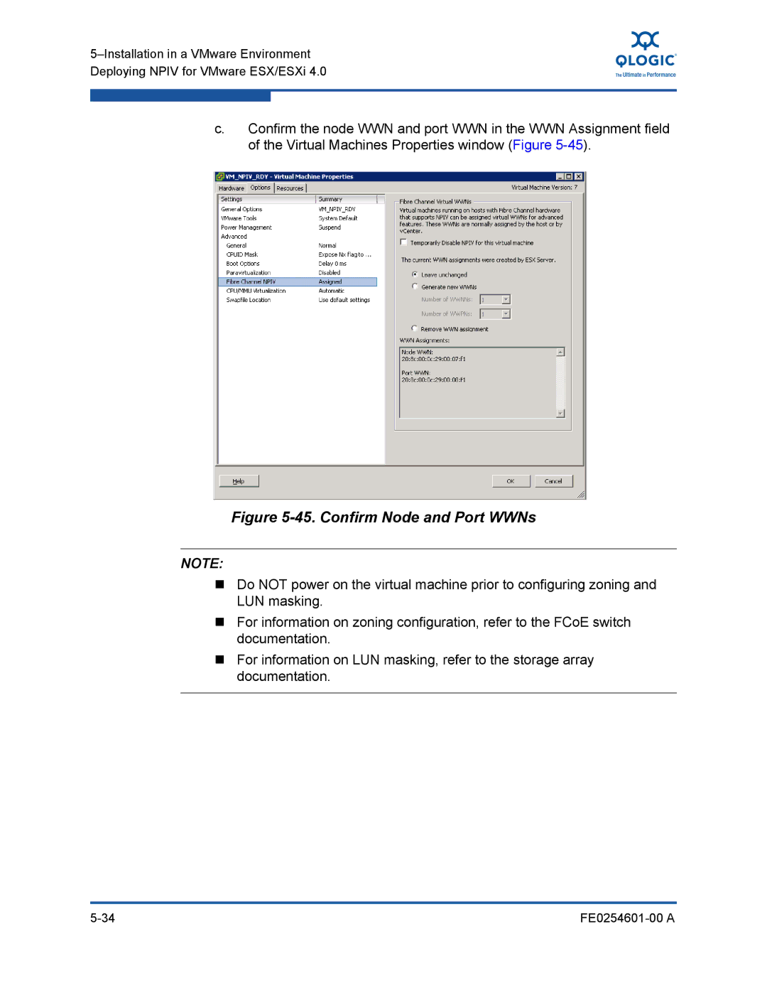 Q-Logic 8100 SERIES manual Confirm Node and Port WWNs 