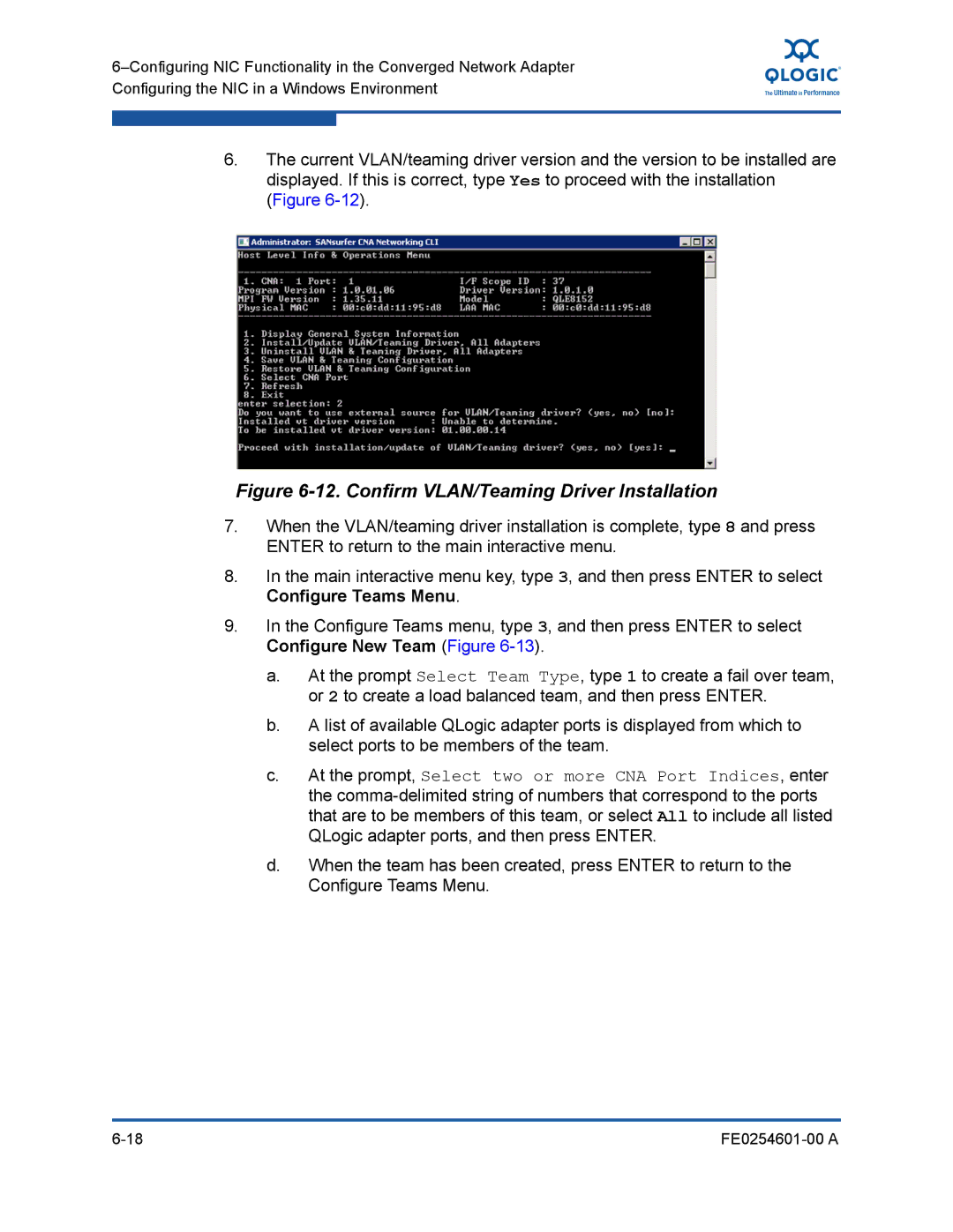 Q-Logic 8100 SERIES manual Confirm VLAN/Teaming Driver Installation 