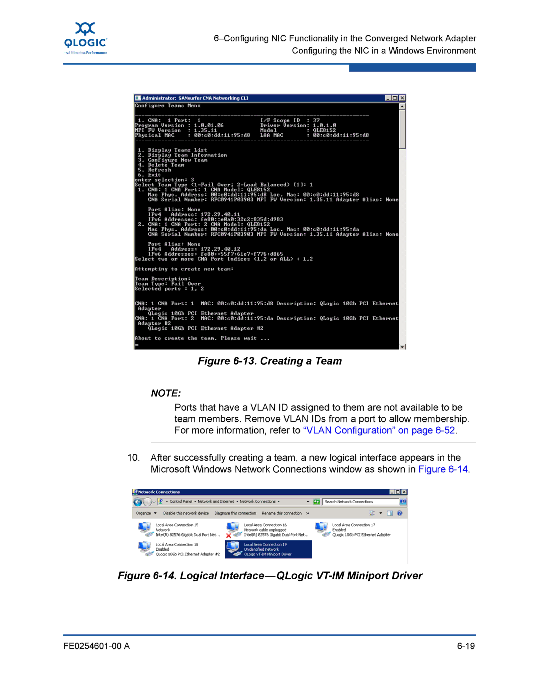 Q-Logic 8100 SERIES manual Creating a Team 