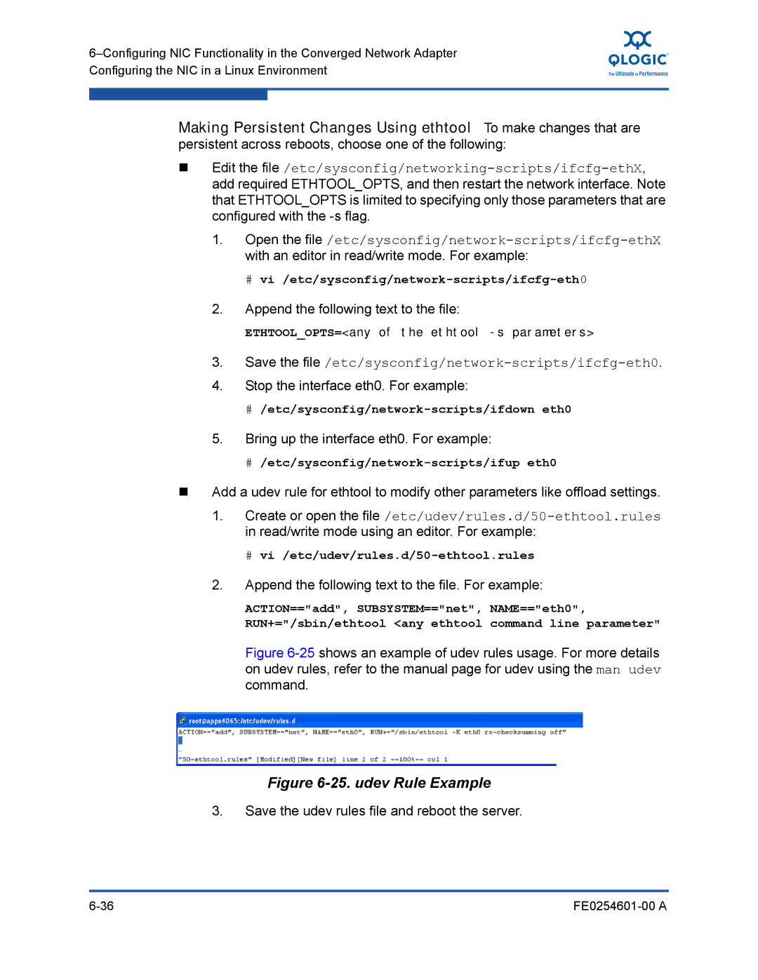 Q-Logic 8100 SERIES manual # vi /etc/sysconfig/network-scripts/ifcfg-eth0, # /etc/sysconfig/network-scripts/ifdown eth0 