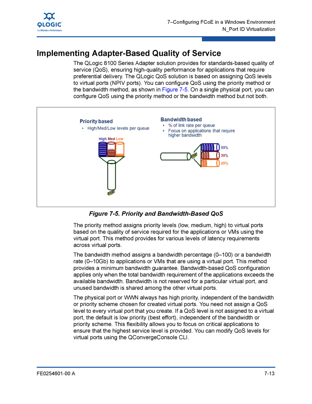 Q-Logic 8100 SERIES manual Implementing Adapter-Based Quality of Service, Priority and Bandwidth-Based QoS 