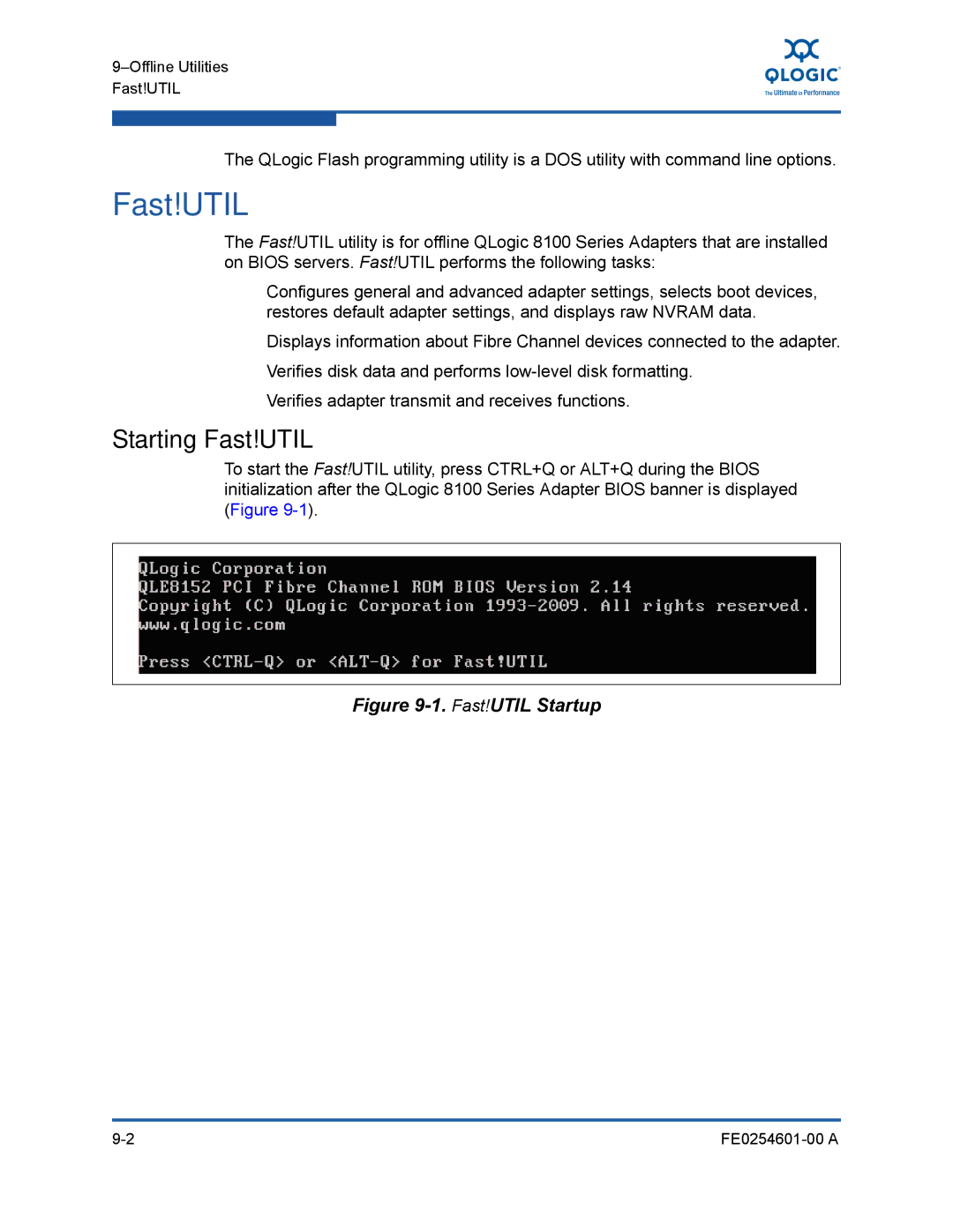 Q-Logic 8100 SERIES manual Starting Fast!UTIL 