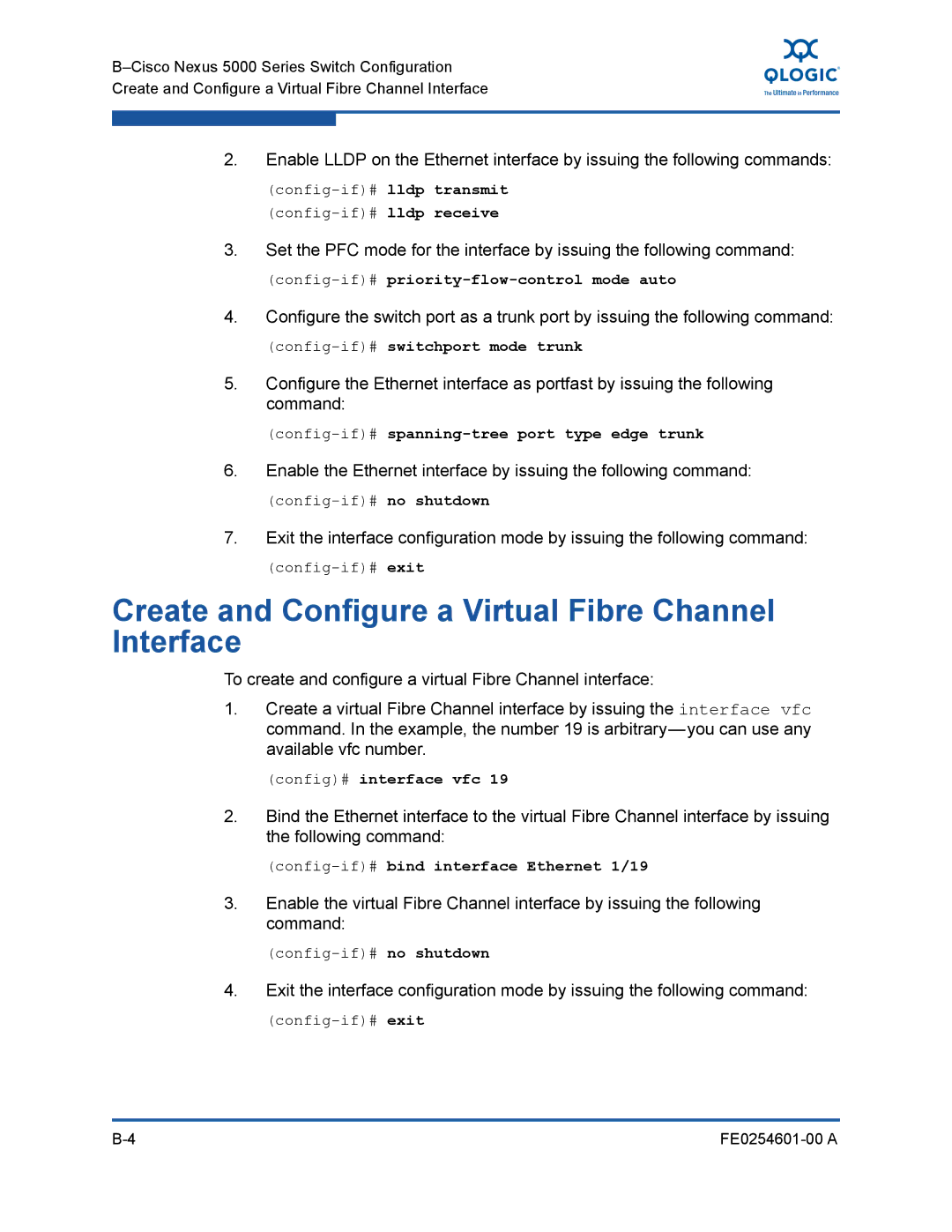 Q-Logic 8100 SERIES manual Create and Configure a Virtual Fibre Channel Interface 