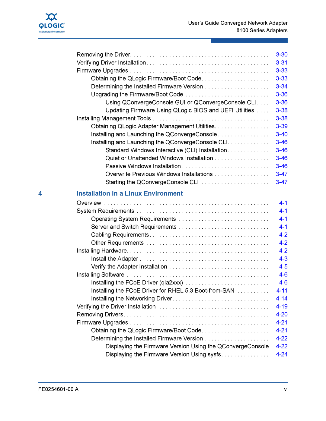 Q-Logic 8100 SERIES manual Installation in a Linux Environment 