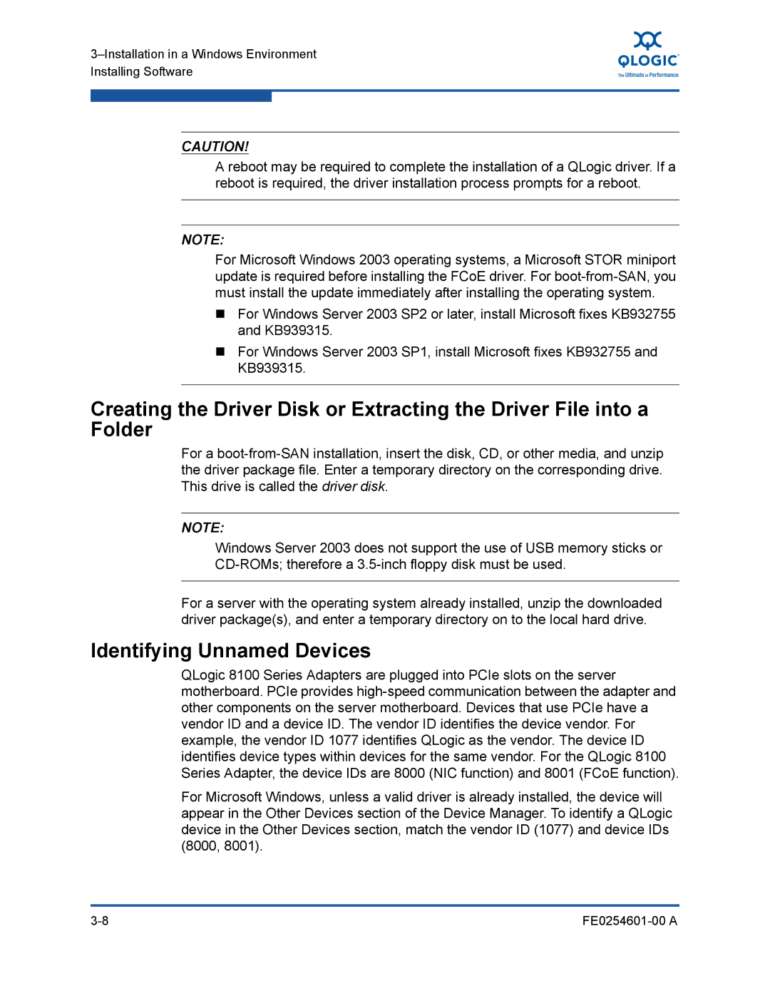 Q-Logic 8100 SERIES manual Identifying Unnamed Devices 