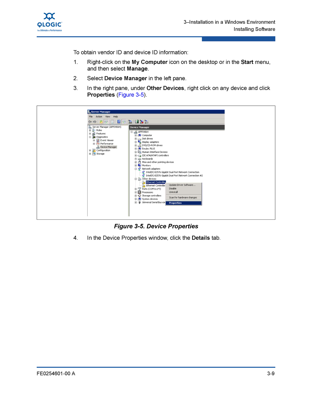 Q-Logic 8100 SERIES manual Device Properties 