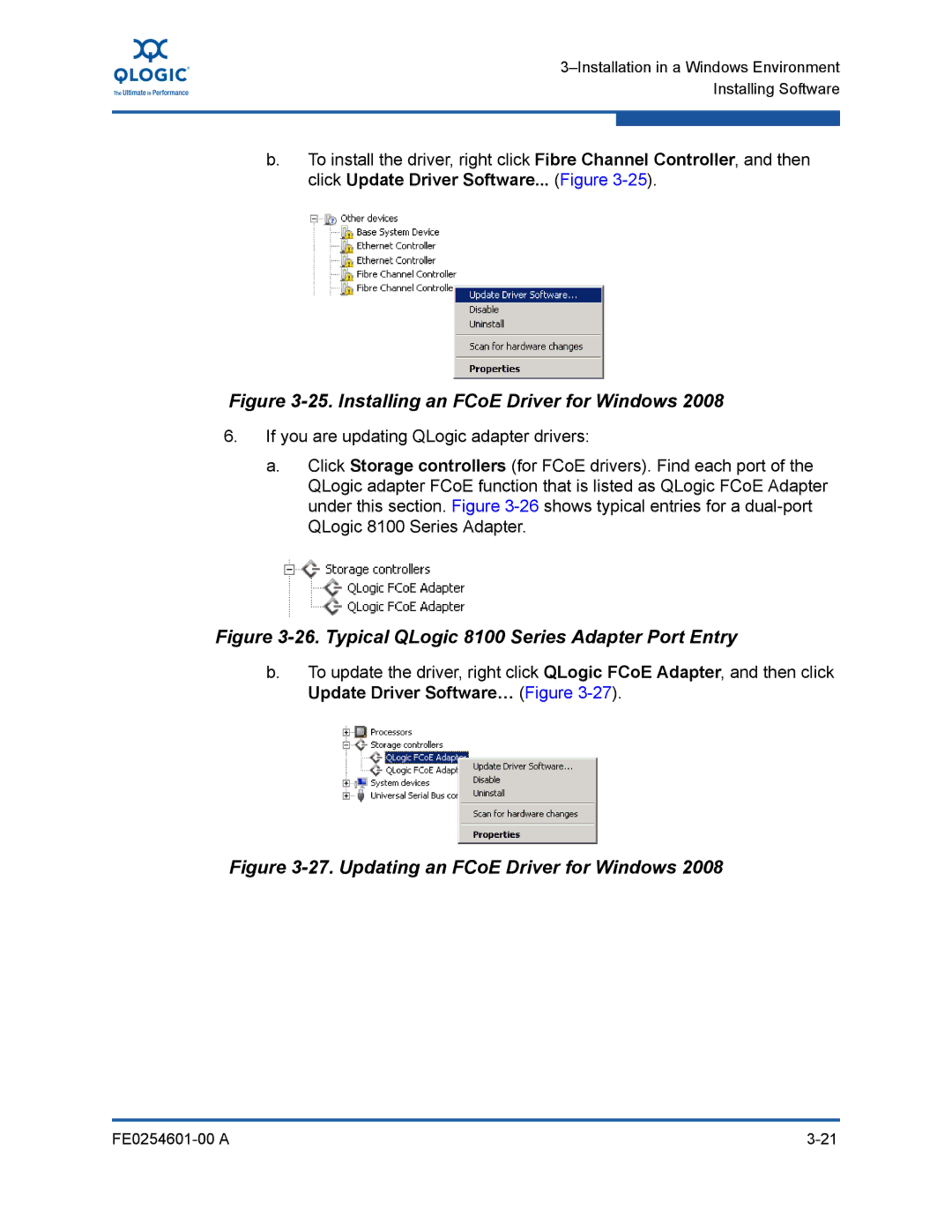 Q-Logic 8100 SERIES manual Installing an FCoE Driver for Windows 