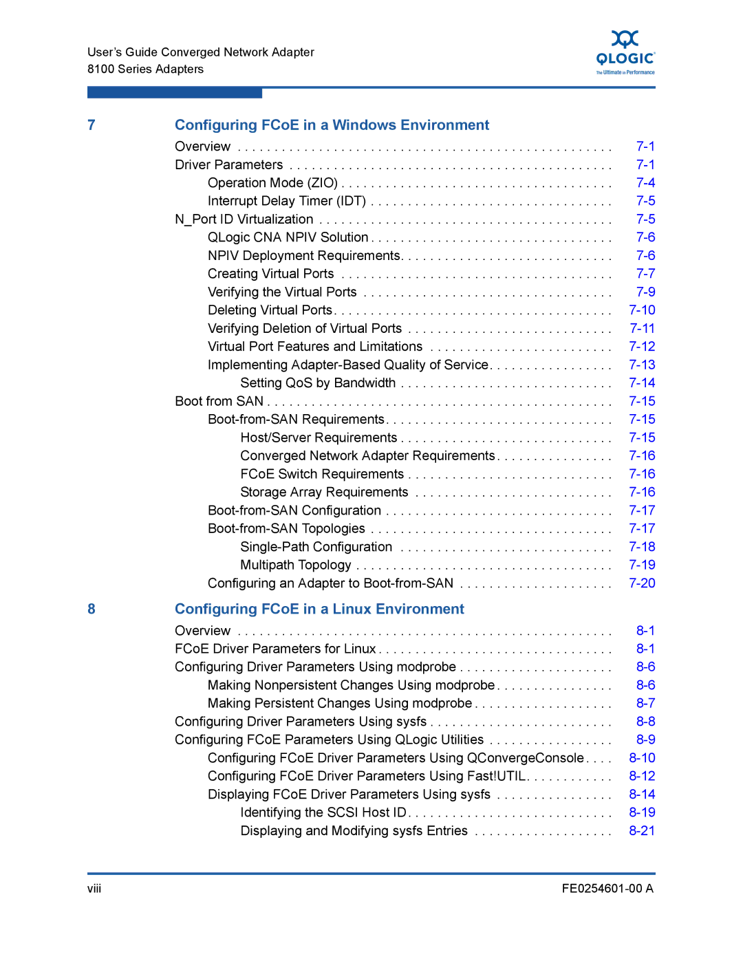 Q-Logic 8100 SERIES manual Configuring FCoE in a Windows Environment, Configuring FCoE in a Linux Environment 