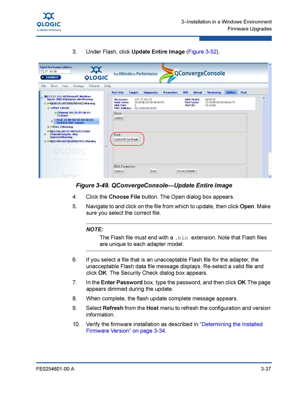 Q-Logic 8100 SERIES manual QConvergeConsole-Update Entire Image 