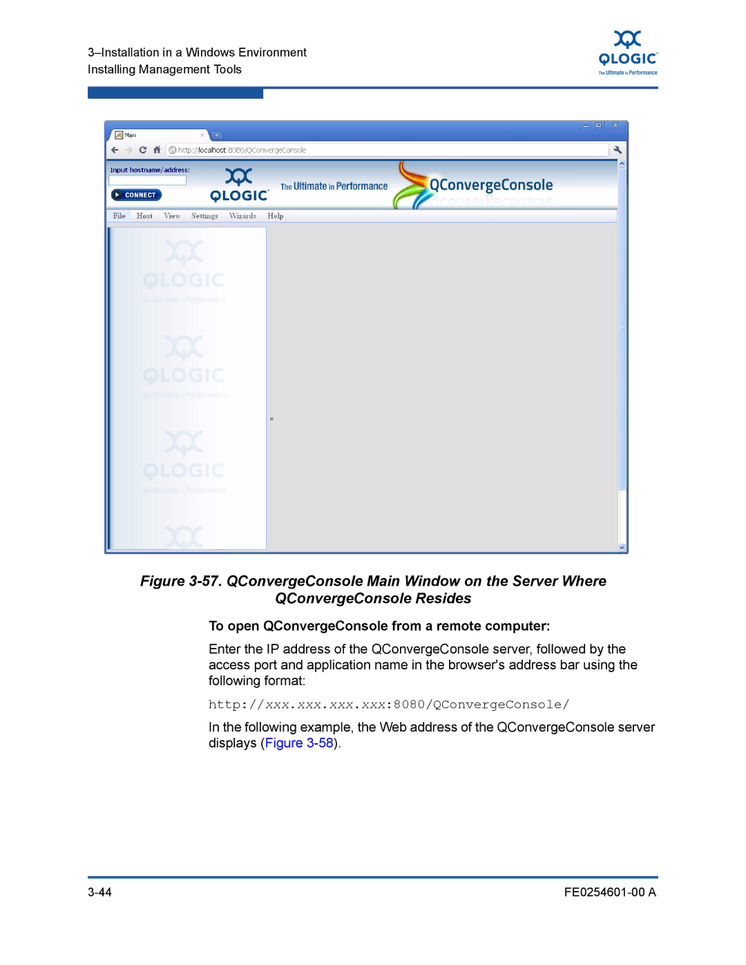 Q-Logic 8100 SERIES manual To open QConvergeConsole from a remote computer 