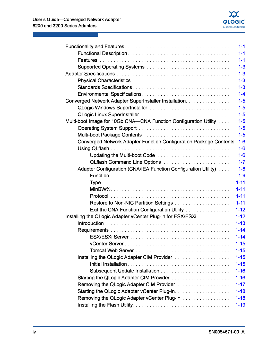 Q-Logic 8200, 3200 manual 1-11, 1-12, 1-13, 1-14, 1-15, 1-16, 1-17, 1-18, 1-19 