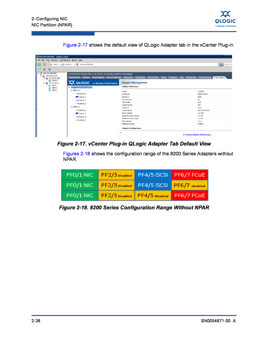 Q-Logic 3200 17. vCenter Plug-in QLogic Adapter Tab Default View, 18. 8200 Series Configuration Range Without NPAR 