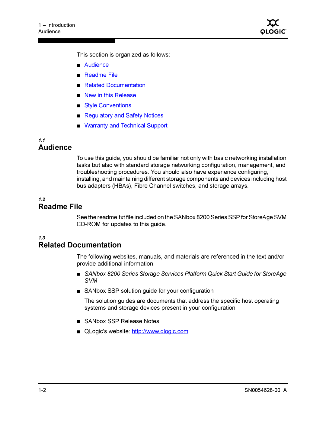 Q-Logic 8200 SERIES manual Audience, Readme File, Related Documentation 