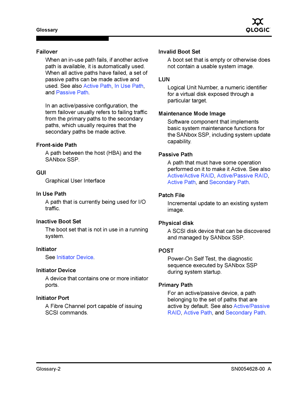 Q-Logic 8200 SERIES manual Failover, Front-side Path, Use Path, Inactive Boot Set, Initiator Device, Initiator Port 