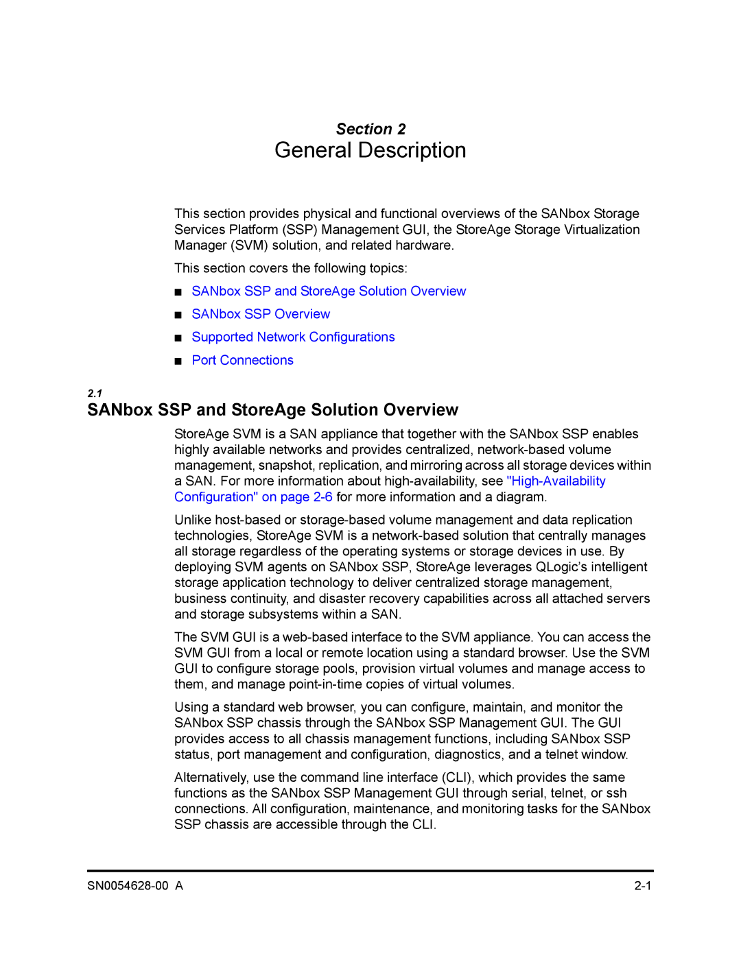 Q-Logic 8200 SERIES manual General Description, SANbox SSP and StoreAge Solution Overview 