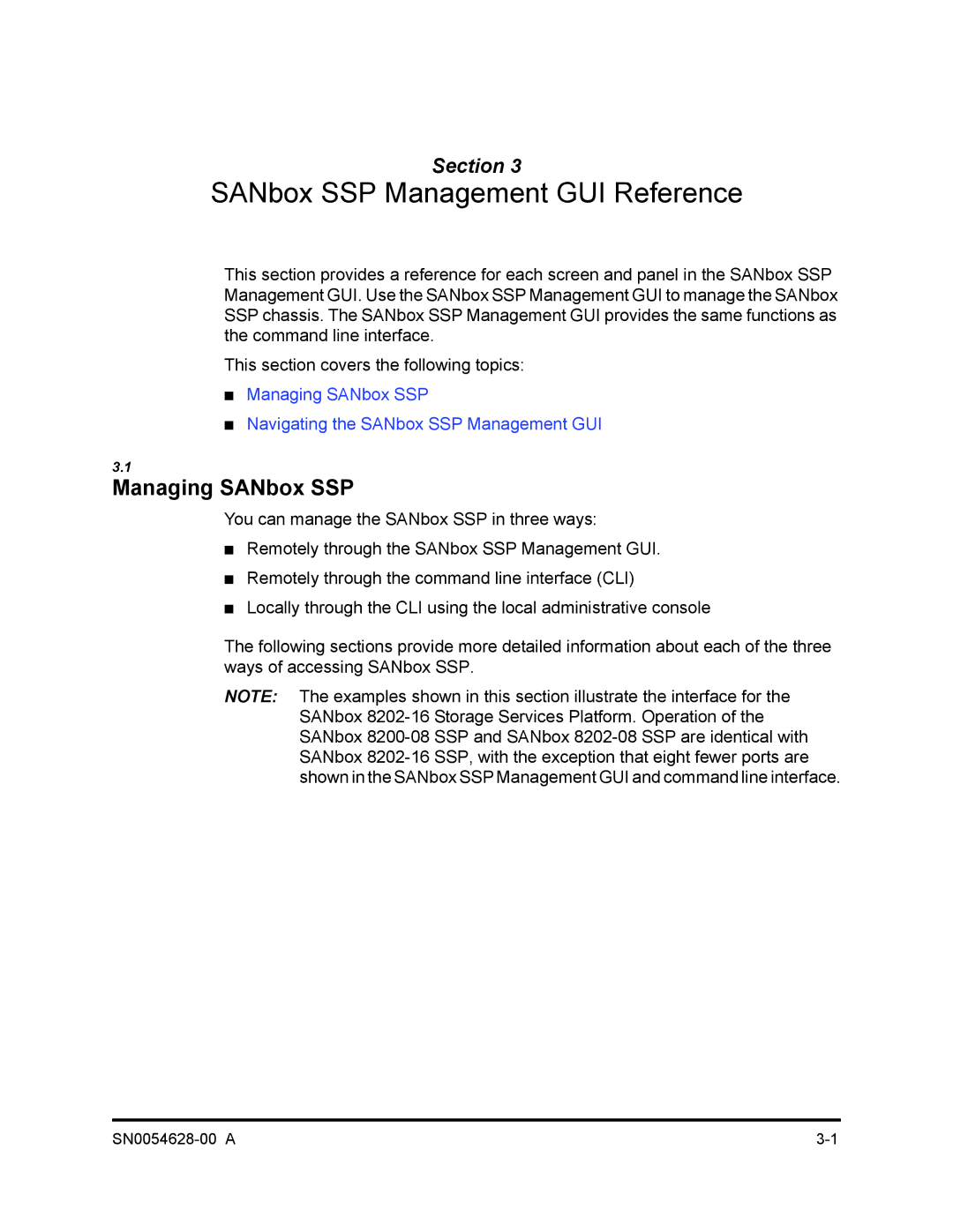 Q-Logic 8200 SERIES manual SANbox SSP Management GUI Reference, Managing SANbox SSP 