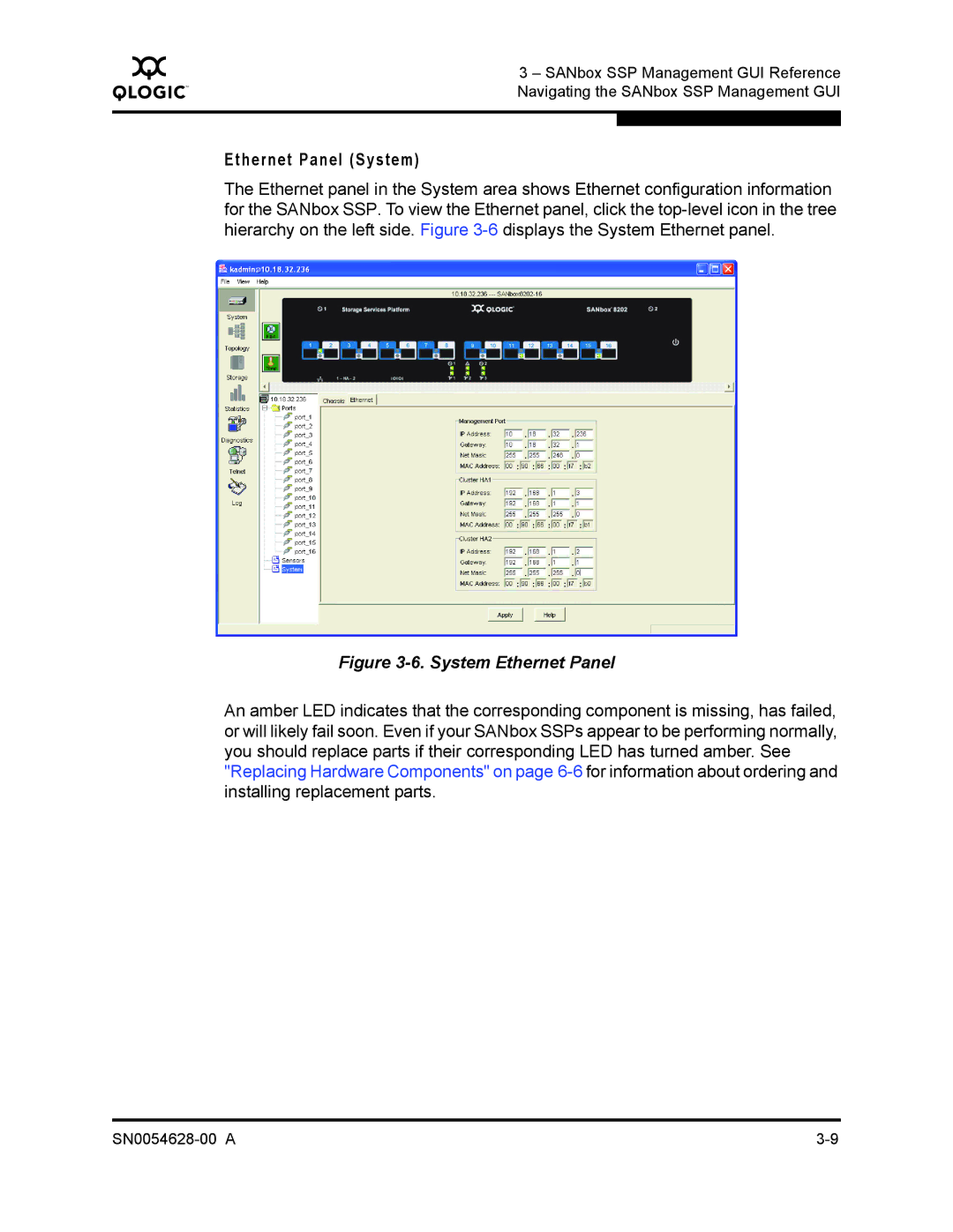 Q-Logic 8200 SERIES manual Ethernet Panel System, System Ethernet Panel 