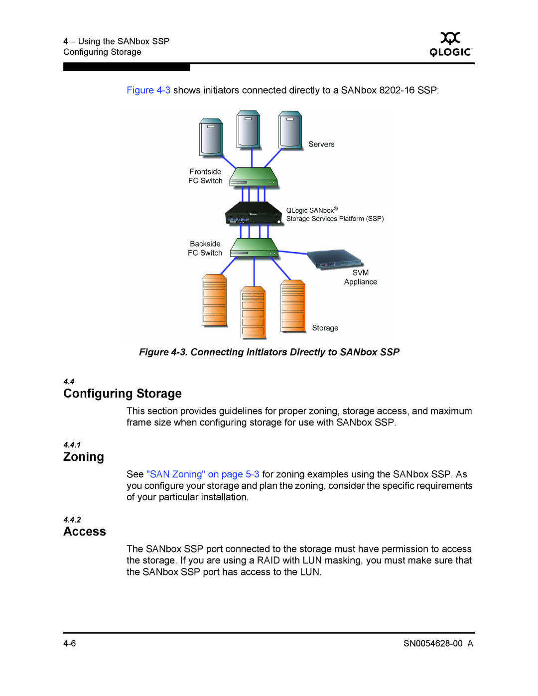 Q-Logic 8200 SERIES manual Configuring Storage, Zoning, Access 