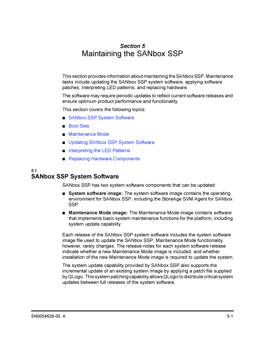 Q-Logic 8200 SERIES manual Maintaining the SANbox SSP, SANbox SSP System Software 