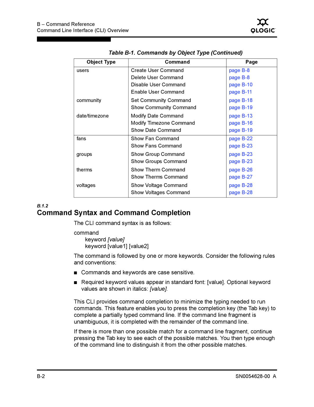 Q-Logic 8200 SERIES manual Command Syntax and Command Completion 