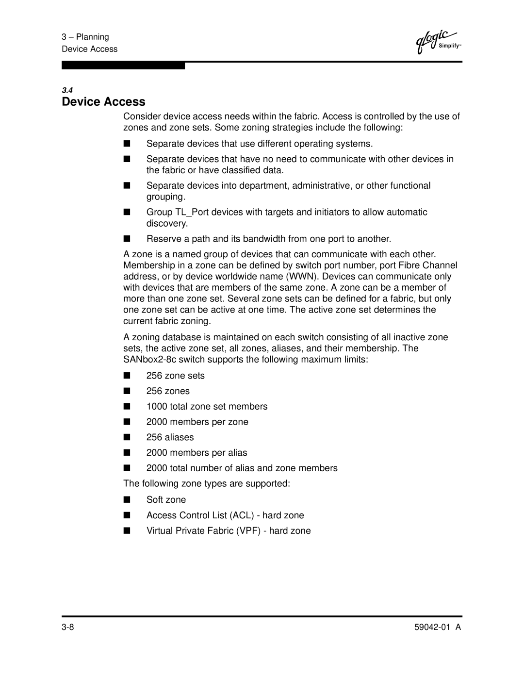 Q-Logic 8C manual Device Access 