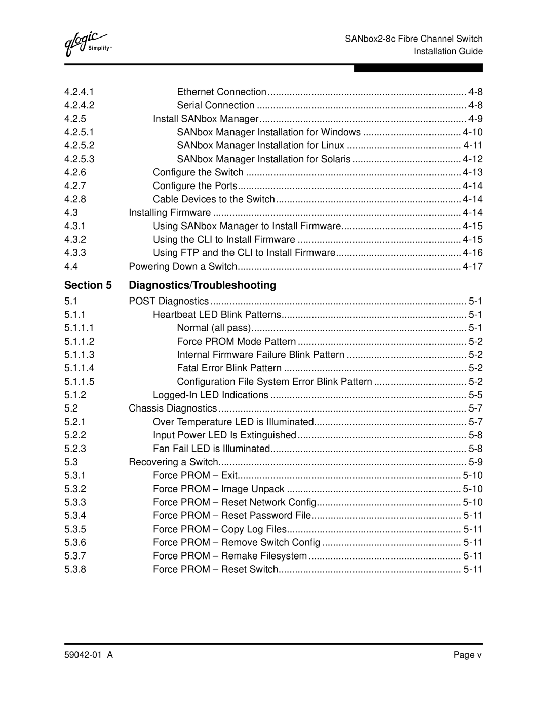 Q-Logic 8C manual Section Diagnostics/Troubleshooting 