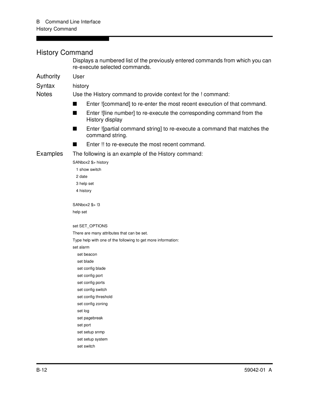 Q-Logic 8C manual History Command, User 