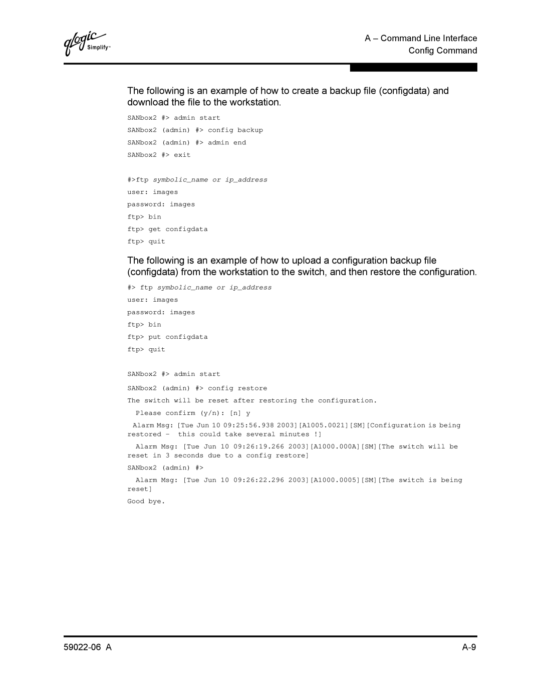 Q-Logic 8C/16 manual # ftp symbolicname or ipaddress 